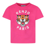 Kenzo T-Shirt Girocollo Tinta Unita con Stampa per Bambina K61054 ROSA KENZO 
