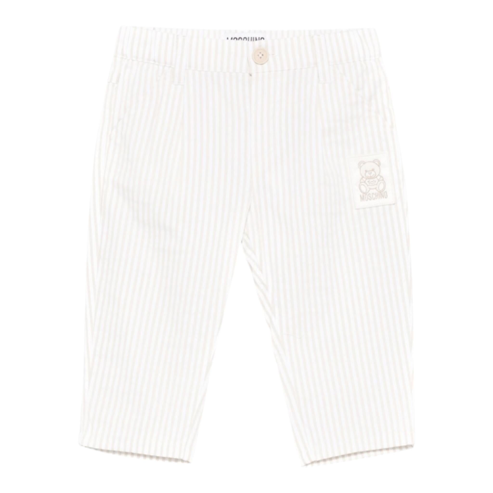 Moschino Pantalone Fantasia A Righe per Neonato MUP05N BIANCO/BEIGE MOSCHINO 