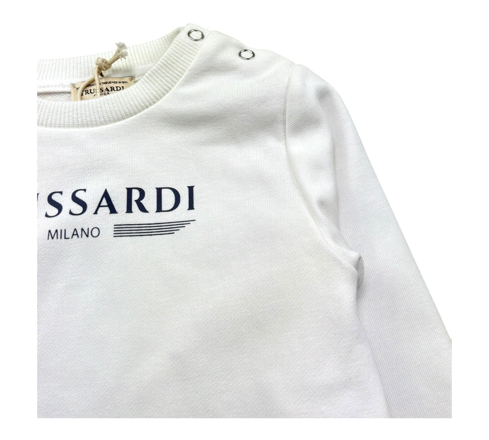 Trussardi Felpa Chiusa Girocollo Tinta Unita con Stampa per Neonato TIP26101FE BIANCO TRUSSARDI 