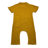 Teddy E Minou Plain Onesie With Buttons And Mustard Collar For Newborns