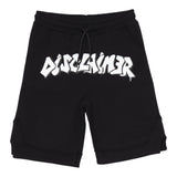 Disclaimer Solid Color Bermuda Shorts With Black Logo Print For Boys