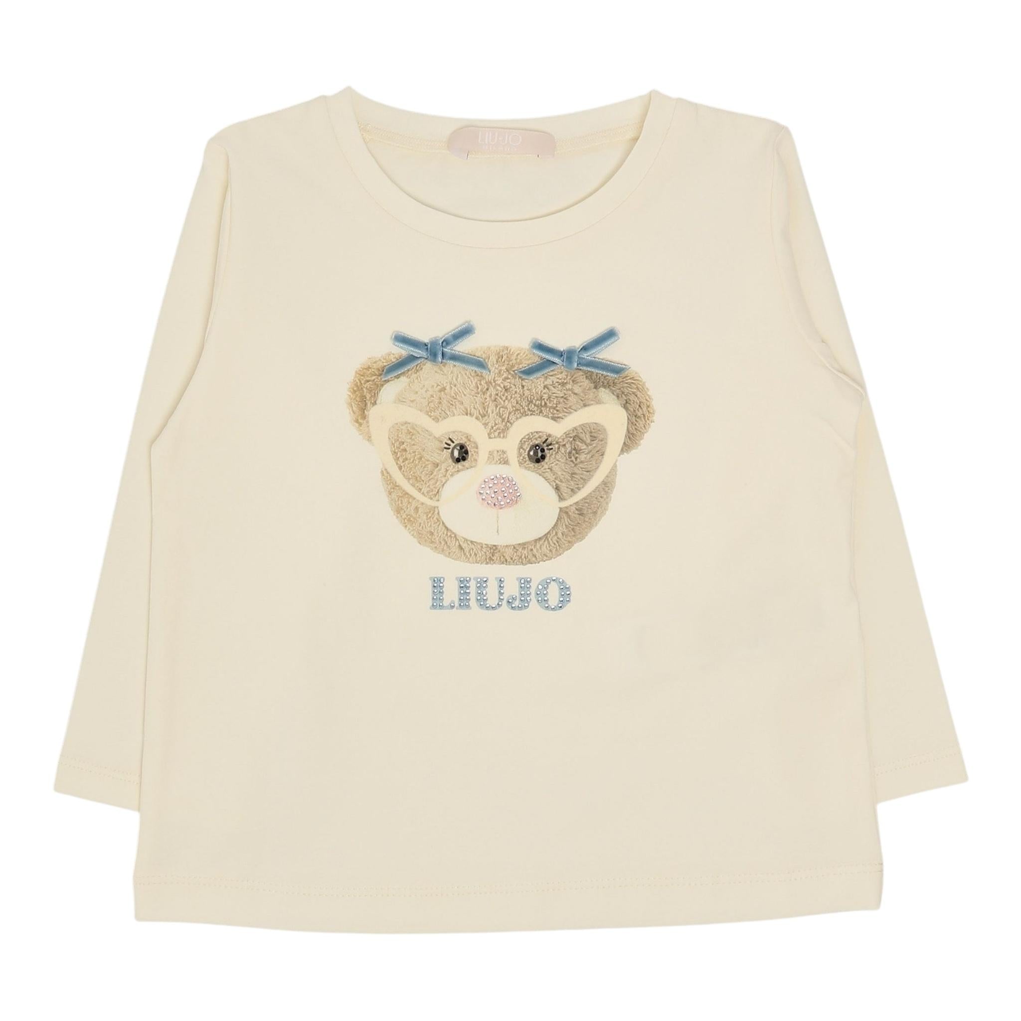 LIU JO shirt girocollo tinta unita con stampa in contrasto Panna per Bambina KF4068XX PANNA LIU JO 