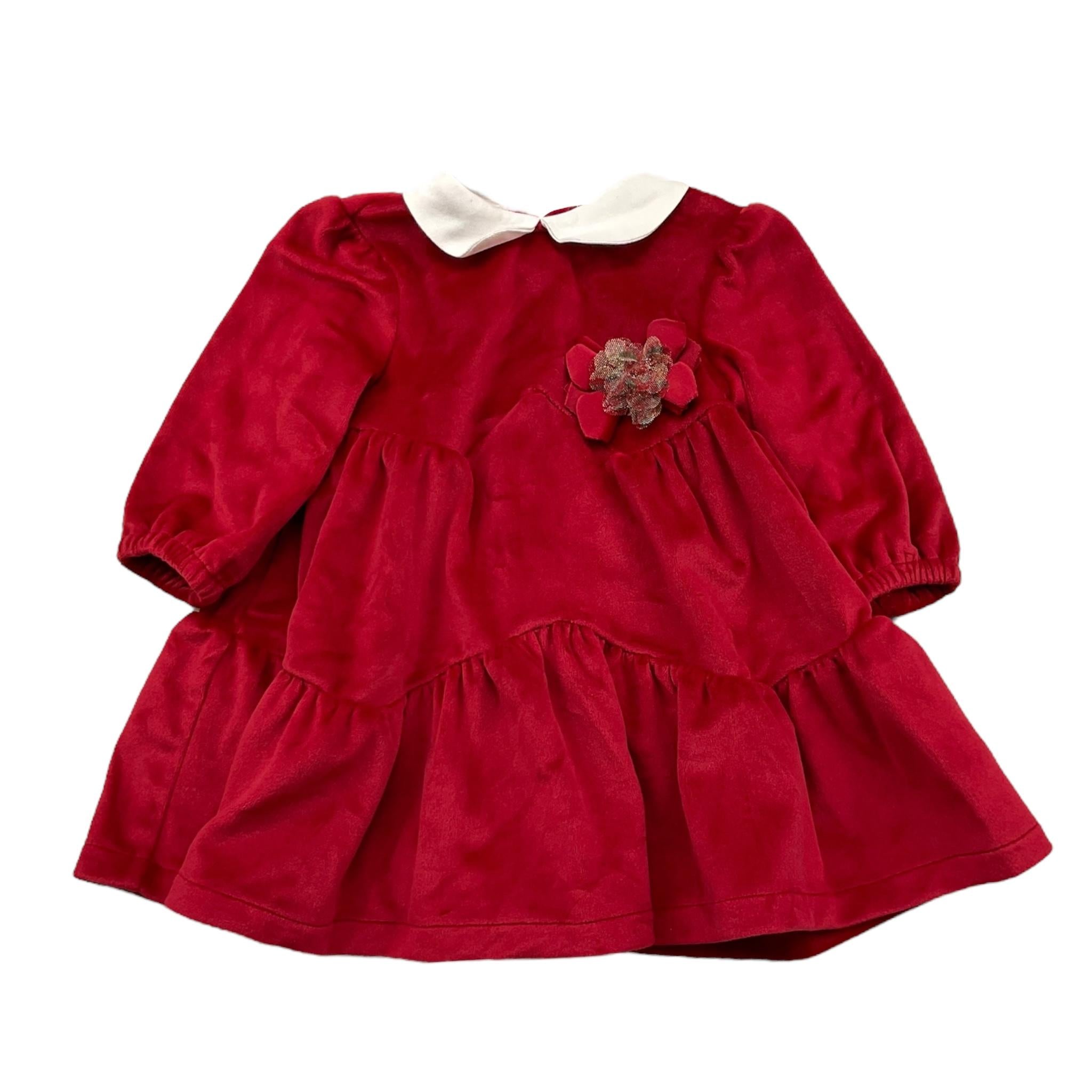 LALALU' abito manica lunga tinta unita in velluto Rosso per Bambina VTL12NXJ ROSSO LALALU' 