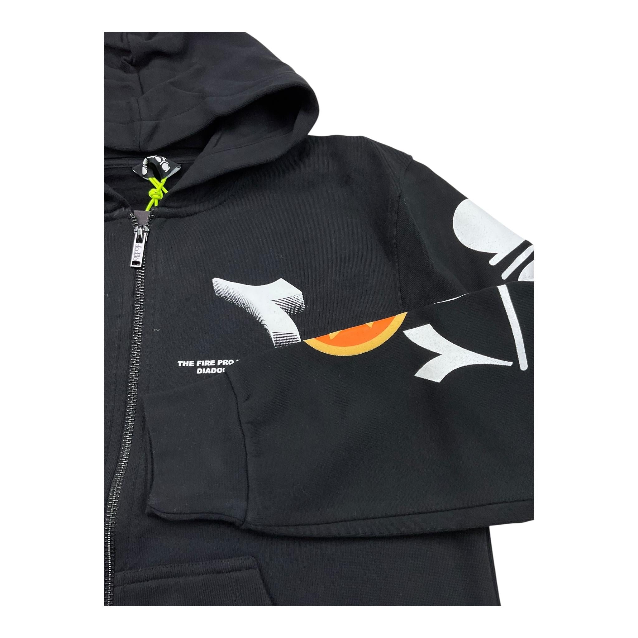 DIADORA felpa con zip e cappuccio tinta unita cn logo Nero per Bambino F4DIJBZH022 NERO DIADORA 
