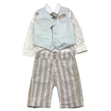 Damper Dan 4-Piece Set Vest-Shirt-Pants-Bow Ties Blue For Newborn