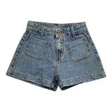 Dixie Short Denim Solid Color With Adjustable Waist Light Blue For Girls