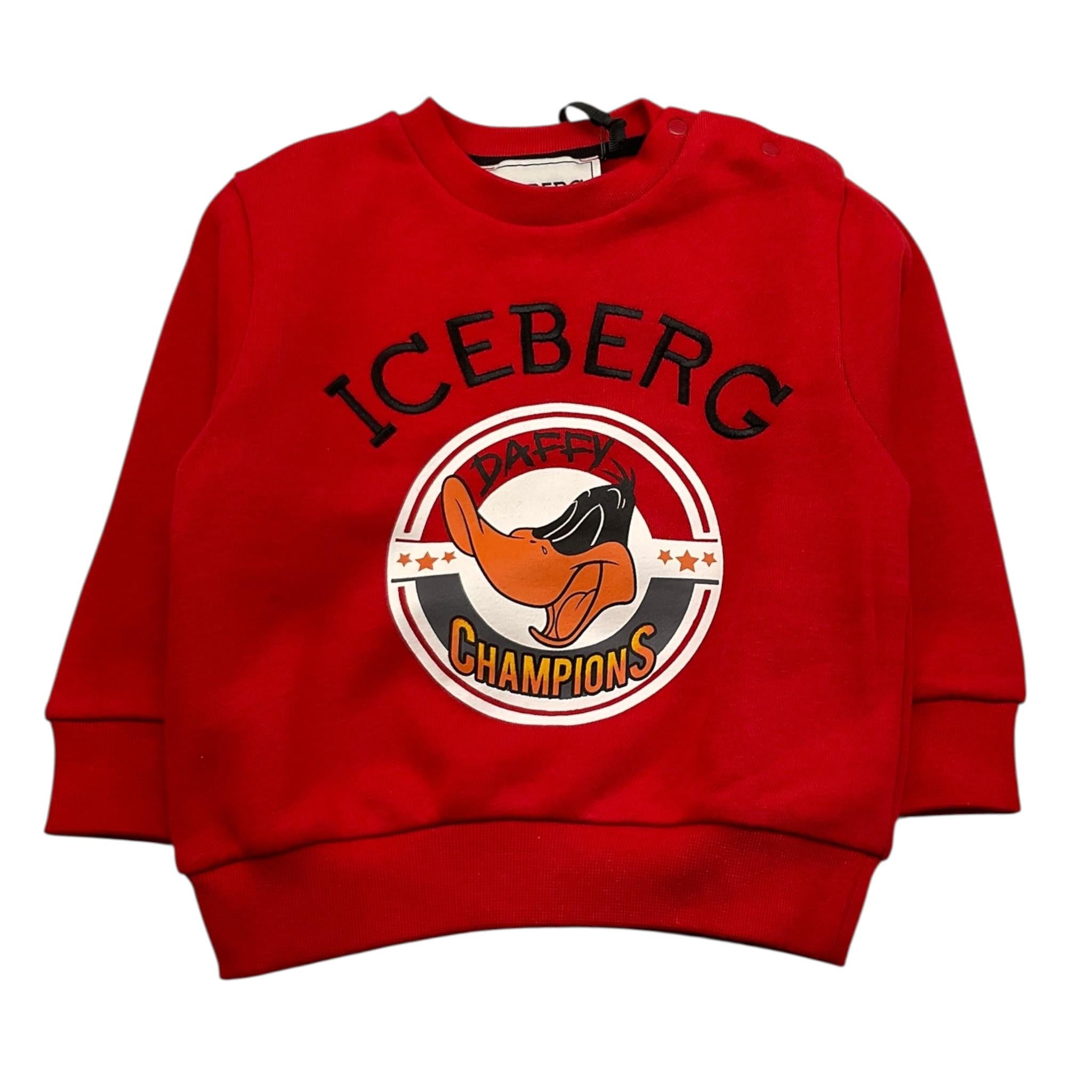 ICEBERG felpa chiusa girocollo tinta unita con stampa Rosso per Neonato MFICE5315S ROSSO ICEBERG 