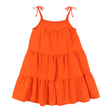Dixie Orange Solid Color Strapless Dress For Girls