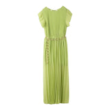 I Do Solid Green Tulle Sleeveless One Piece Jumpsuit For Girls