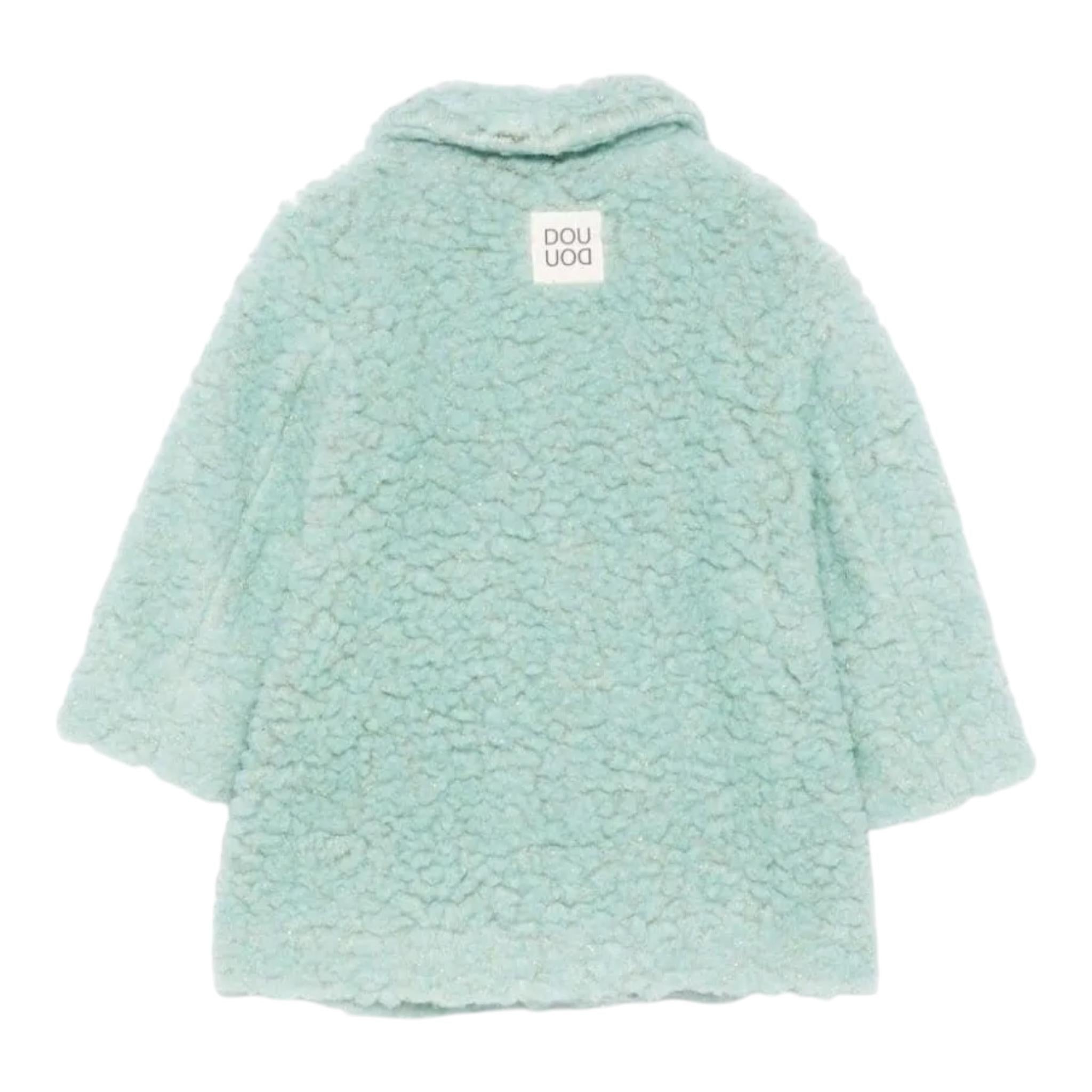 DOU DOU cappotto tinta unita con bottoni in contrasto e tasche  Verde acqua per Bambina DV2A30 VERDE ACQUA DOU DOU 
