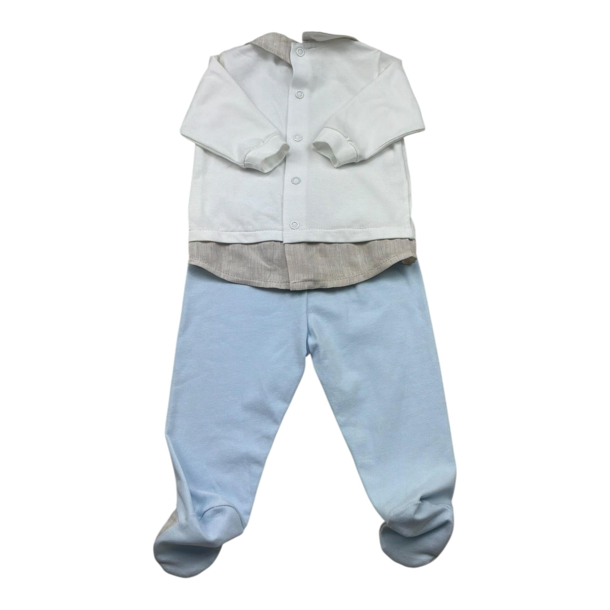 I Delfi Completo 2 Pezzi Shirt-Ghettina Bicolore per Neonato 25P5231 BIANCO/AZZURRO I DELFI 