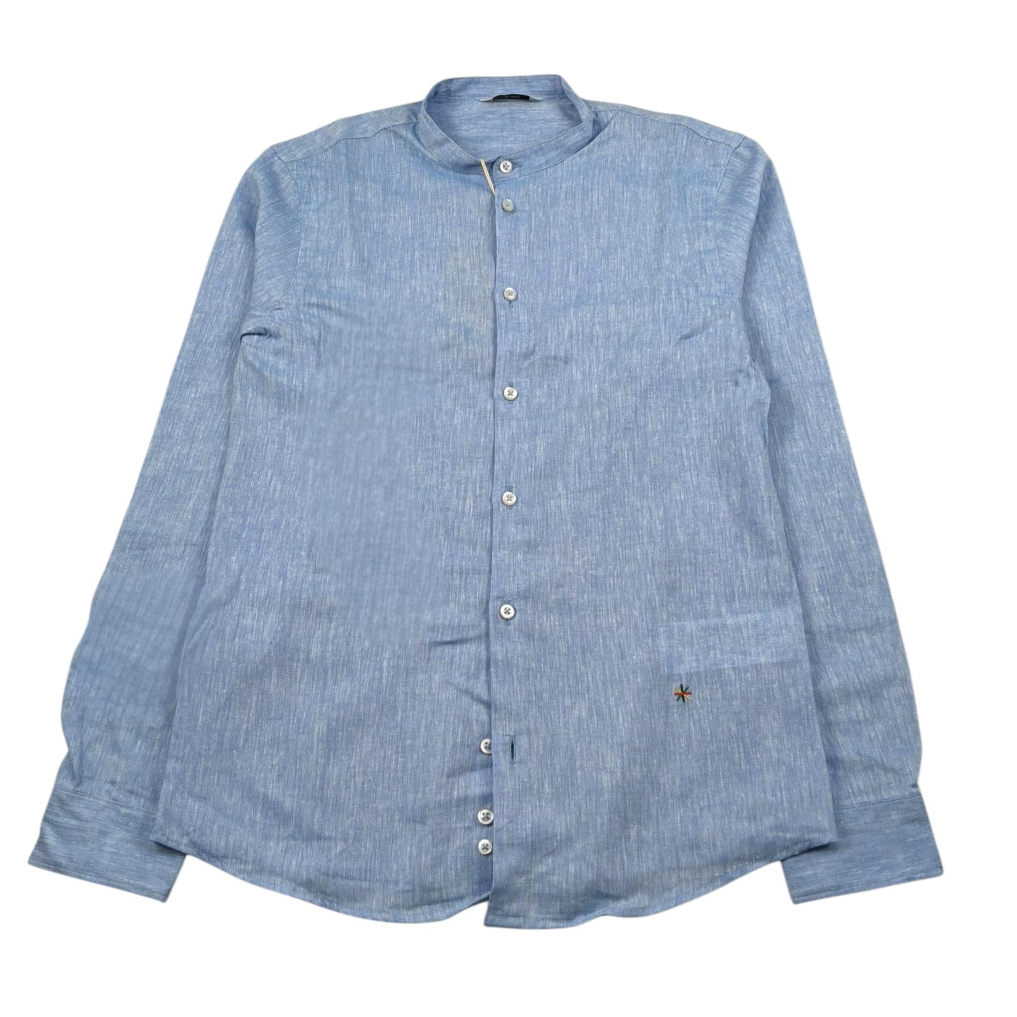 Manuel Ritz Camicia Manica Lunga tinta unita Collo Coreano Azzurro per Bambino MR2573 AZZURRO MANUEL RITZ 