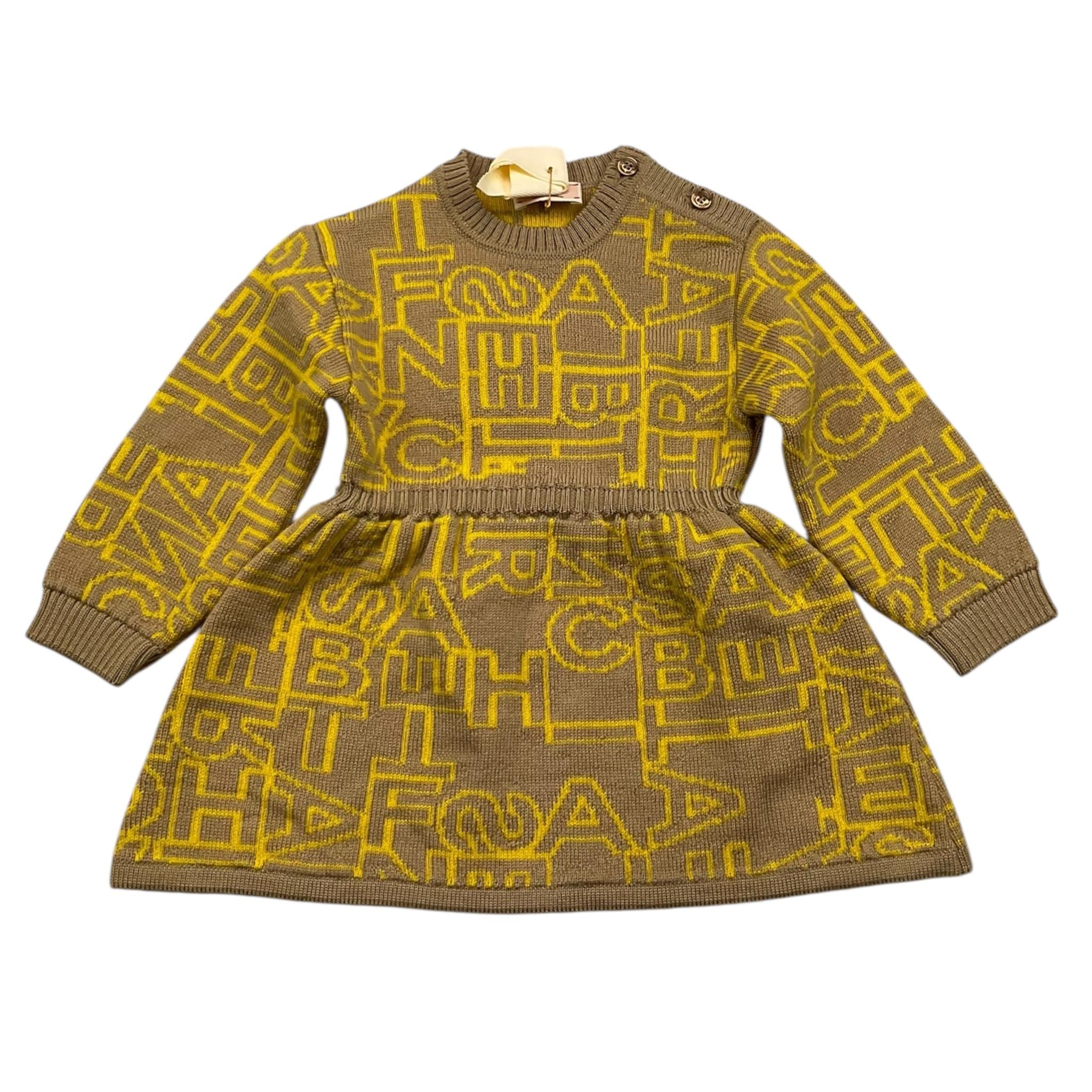 ELISABETTA FRANCHI abito manica lunga stampe logo Beige per Neonata ENAB048 BEIGE ELISABETTA FRANCHI 