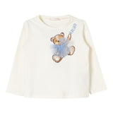 LIU JO shirt girocollo tinta unita con stampa brillantinata e fiocco Panna per Bambina KF4066 PANNA LIU JO 
