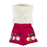 Diadora Complete 2 Piece T-Shirt-Short Two-Tone White/Fuchsia For Baby Girls