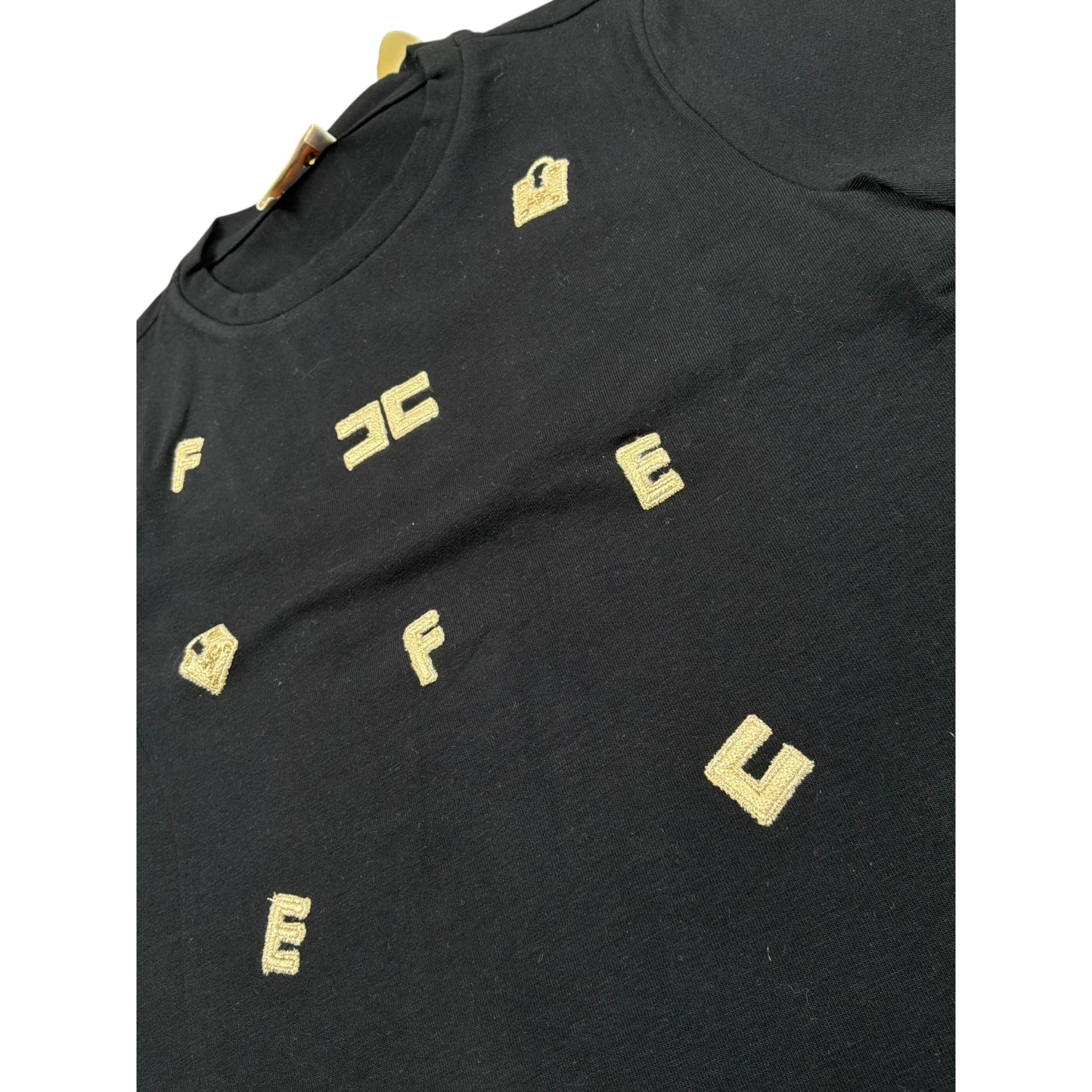 Elisabetta Franchi T-Shirt Girocollo Tinta Unita con Stampa per Bambina EFTS188 NERO ELISABETTA FRANCHI 