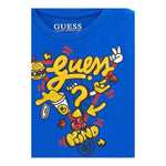 GUESS shirt girocollo tinta unita con stampa Cobalto per Neonato N4YI13K8HM4N COBALTO GUESS 