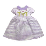 Ilfarobimbi Abito Mezza Manica Bicolore con Fantasia A Righe per Bambina IFB50584 BIANCO/LILLA ILFAROBIMBI 