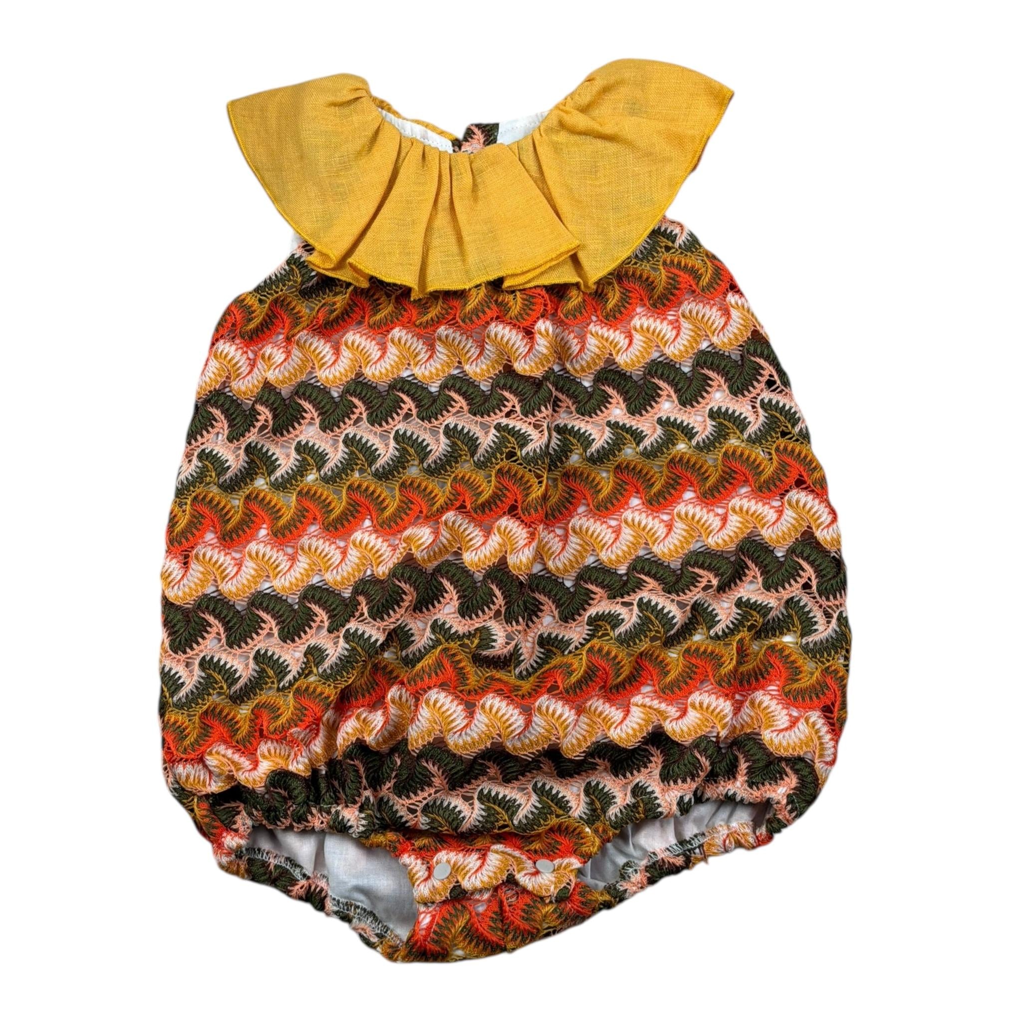 La Stupenderia Pagliaccetto Multicolor con Colletto per Neonata TBPG50000 ARANCIONE LA STUPENDERIA 