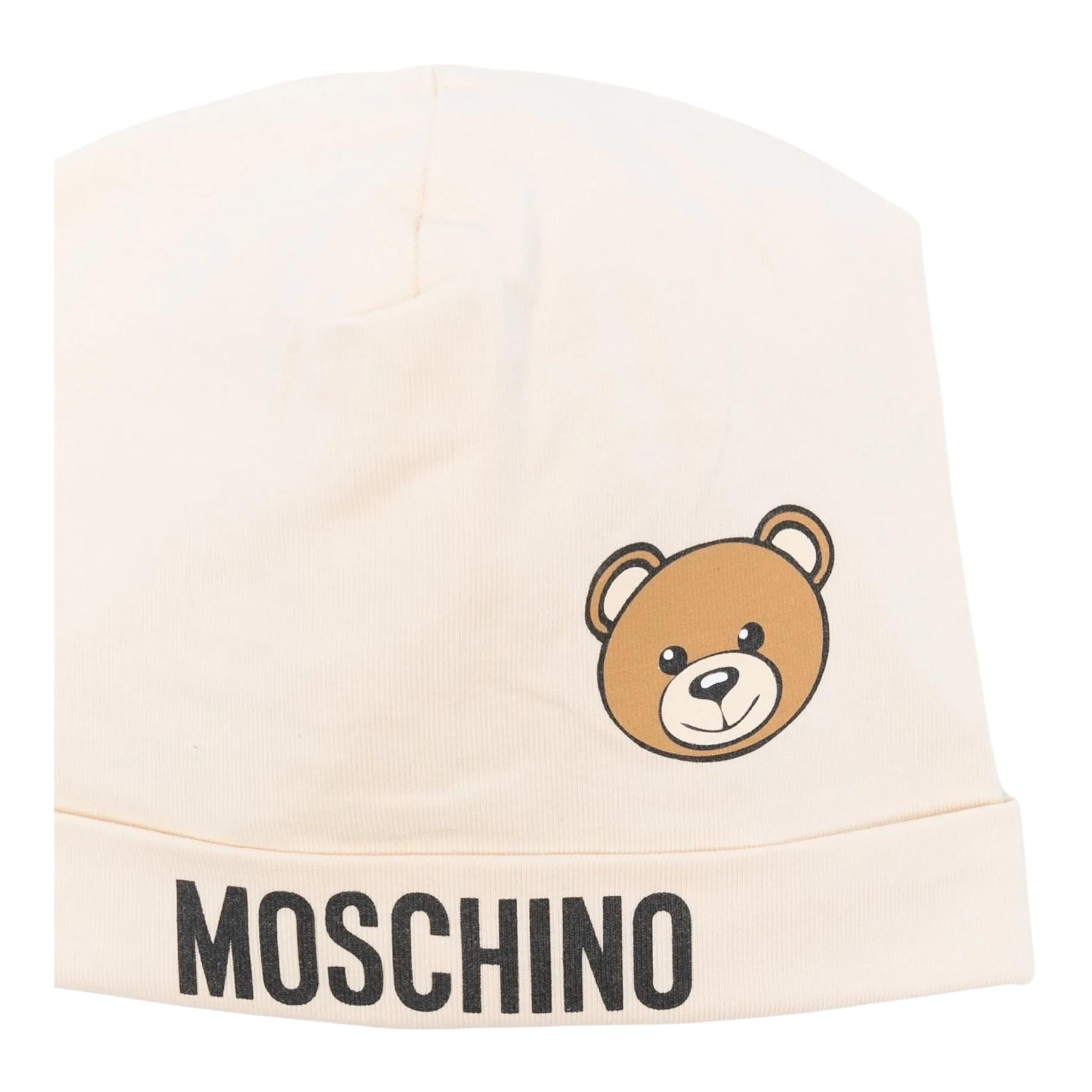 Moschino Cappello Tinta Unita con Stampa Logo per Neonato MUX05 BEIGE MOSCHINO 