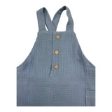 Yoedu Baby Boy Solid Color Button Down Overalls Blue