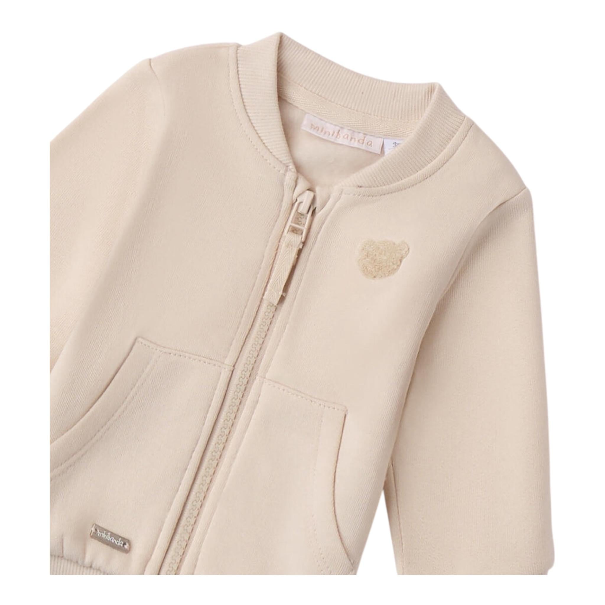 MINI BANDA felpa tinta unita girocollo con zip Beige per Neonato 3A677 BEIGE MINI BANDA 
