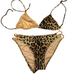 4Giveness 2-Piece Swimsuit Solid Color Spotted Triangle Briefs Brown for Girls