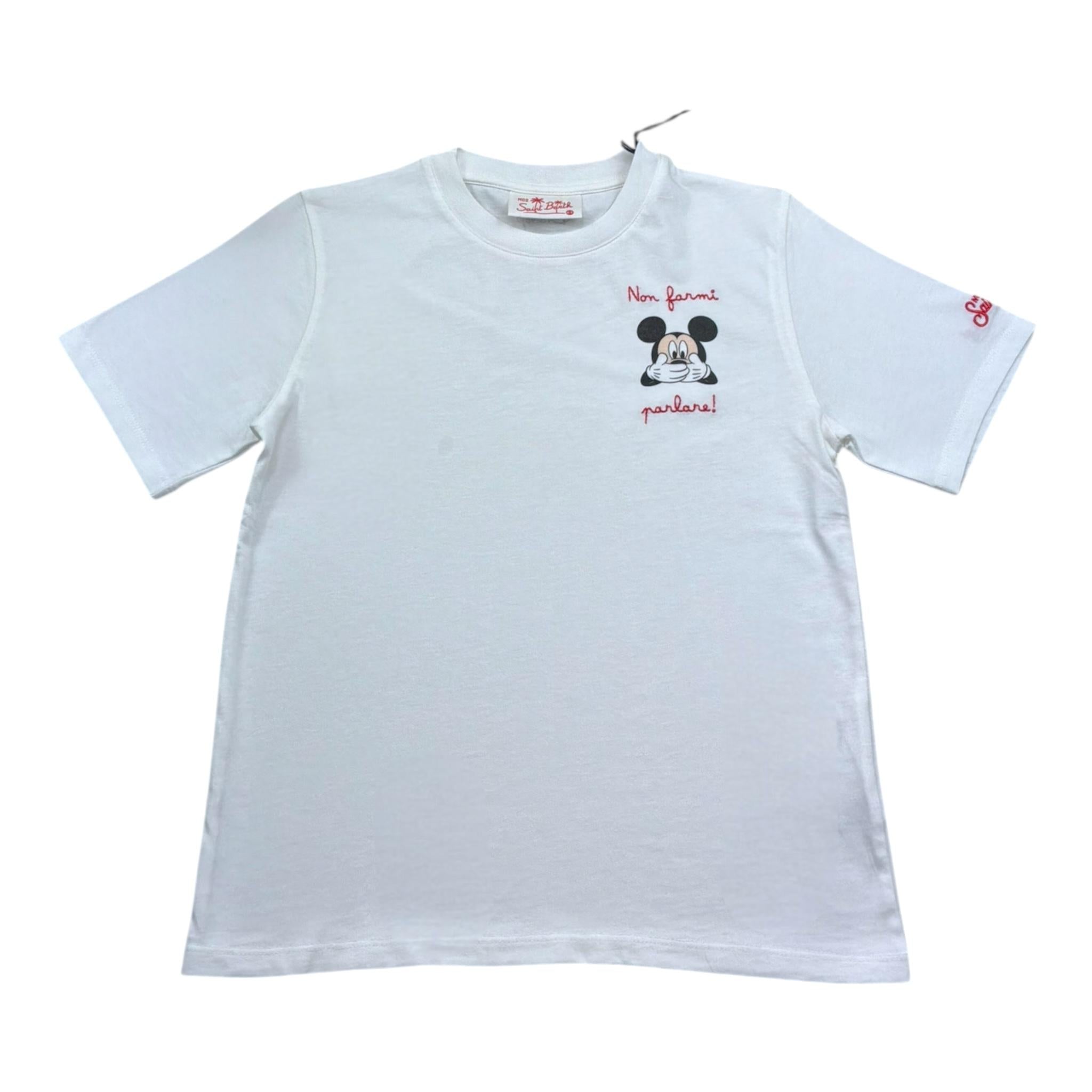 Saint Barth T-Shirt Girocollo Tinta Unita con Stampa per Bambino MICKEY BIANCO SAINT BARTH 