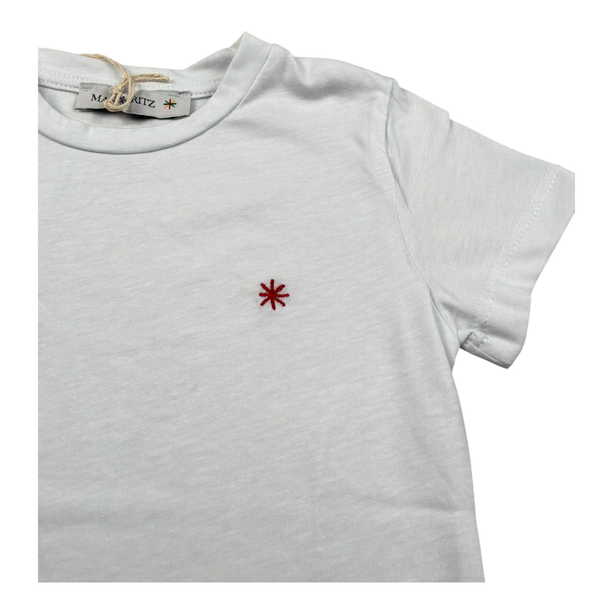 Manuel Ritz T-Shirt Girocollo Tinta Unita con Stampa per Bambino MR3124 BIANCO MANUEL RITZ 