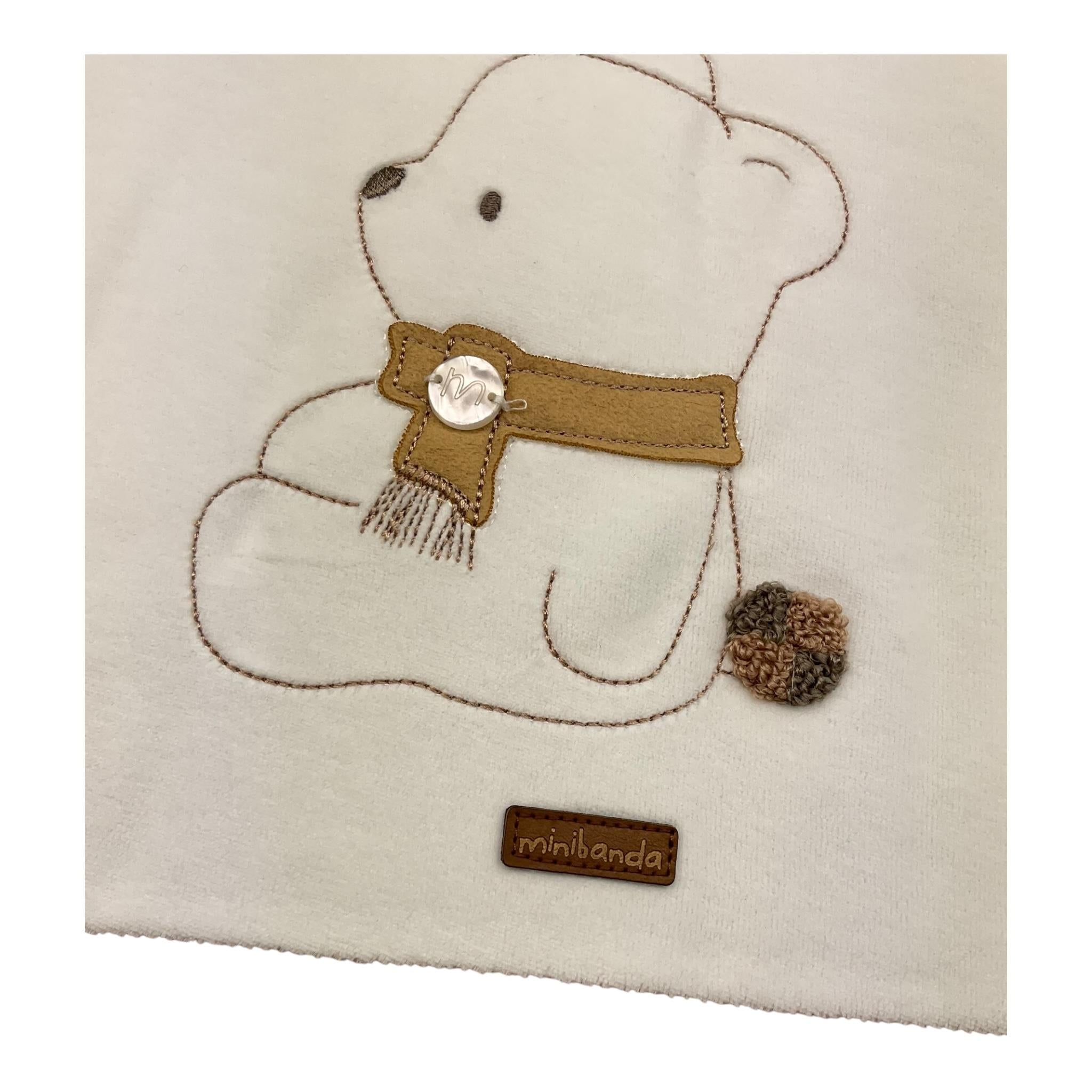 MINI BANDA coperta tinta unita con ricamo orso Panna/beige per Neonato 3A309 PANNA/BEIGE MINI BANDA 