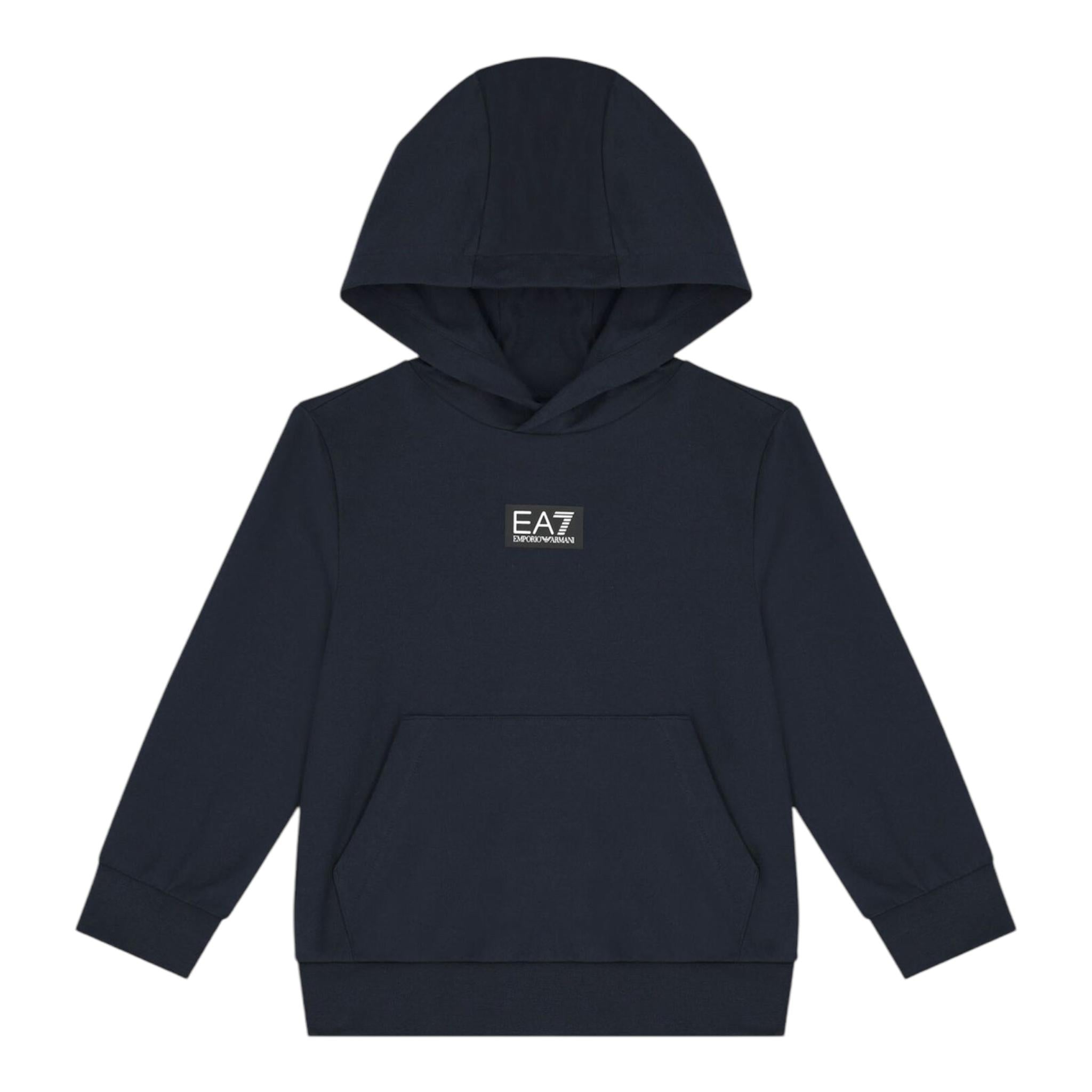 EMPORIO ARMANI felpa tinta unita con cappuccio e con stampa Blu per Bambino 6DBM67 BLU EMPORIO ARMANI 