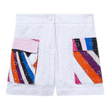 Emilio Pucci Plain White Sangallo Lace Shorts For Girls