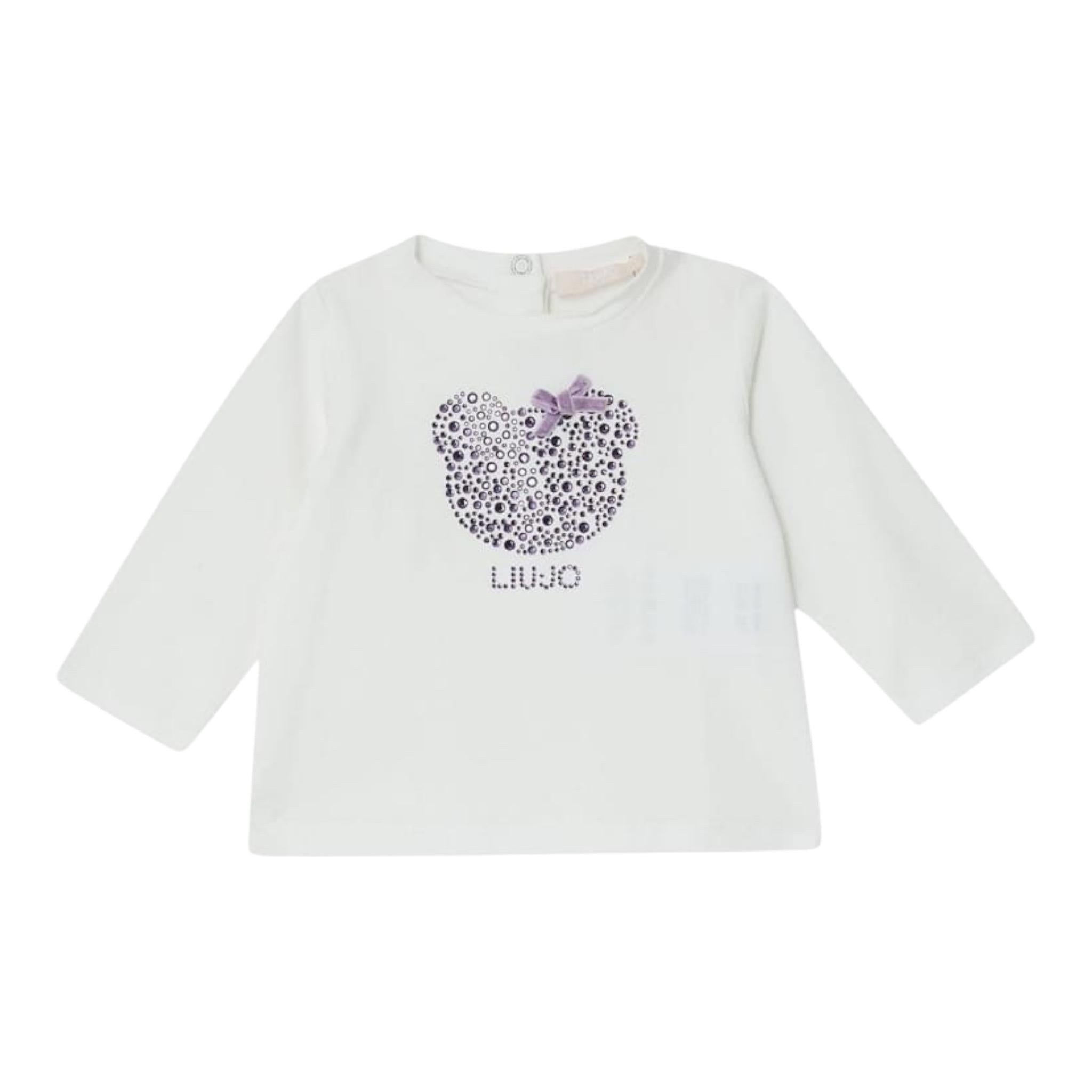 LIU JO shirt girocollo tinta unita con stampa brillantinata Panna per Neonata HF4055X PANNA LIU JO 