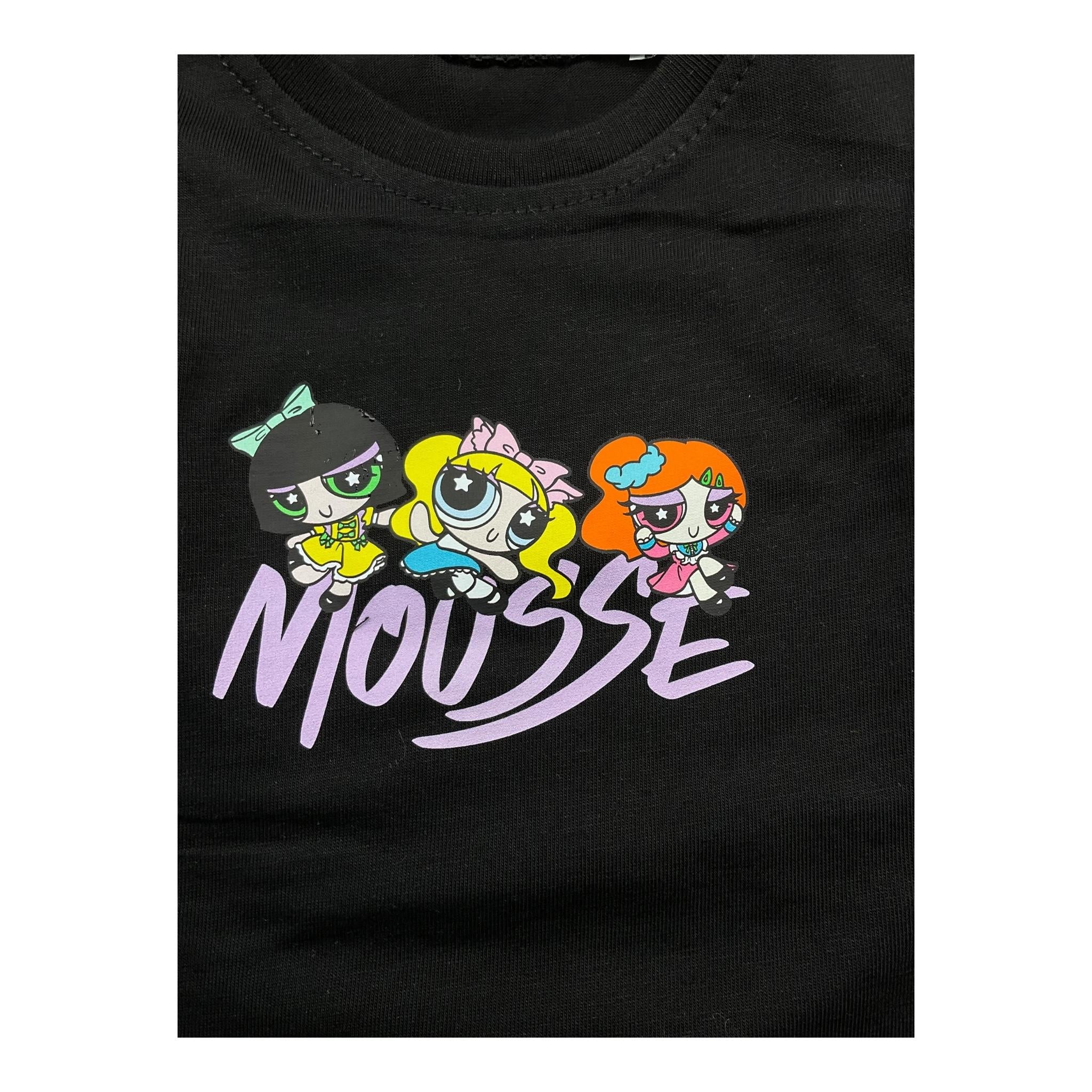 MOUSSE shirt girocollo tinta unita con stampa Nero per Neonata SUPERSTARSSHI NERO MOUSSE 