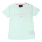 John Richmond T-Shirt Girocollo tinta unita con Stampa Verde Acqua per Bambina RIP25002TSSJ VERDE ACQUA JOHN RICHMOND 