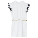 Liu Jo Two-Tone Dress With Contrasting Buttons And White Bow For Girls