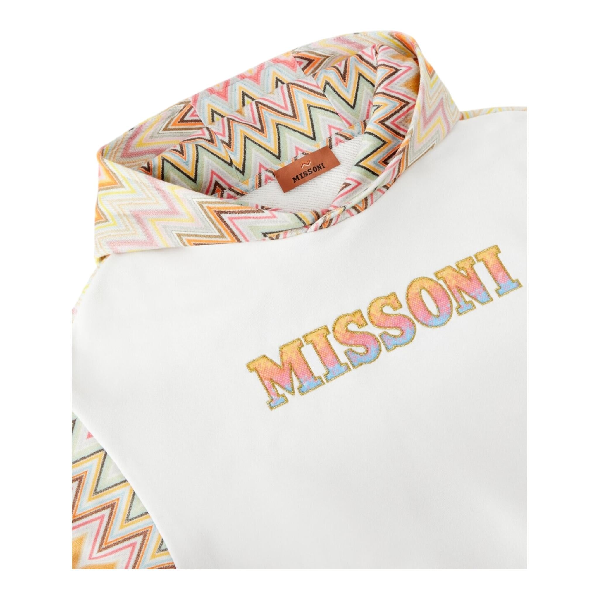 MISSONI felpa chiusa girocollo tinta unta con maniche in contrasto Bianco per Bambina MV4A20 BIANCO MISSONI 