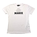 Make T-Shirt Crew Neck Solid Color With Contrast Logo Print White/Black For Boys