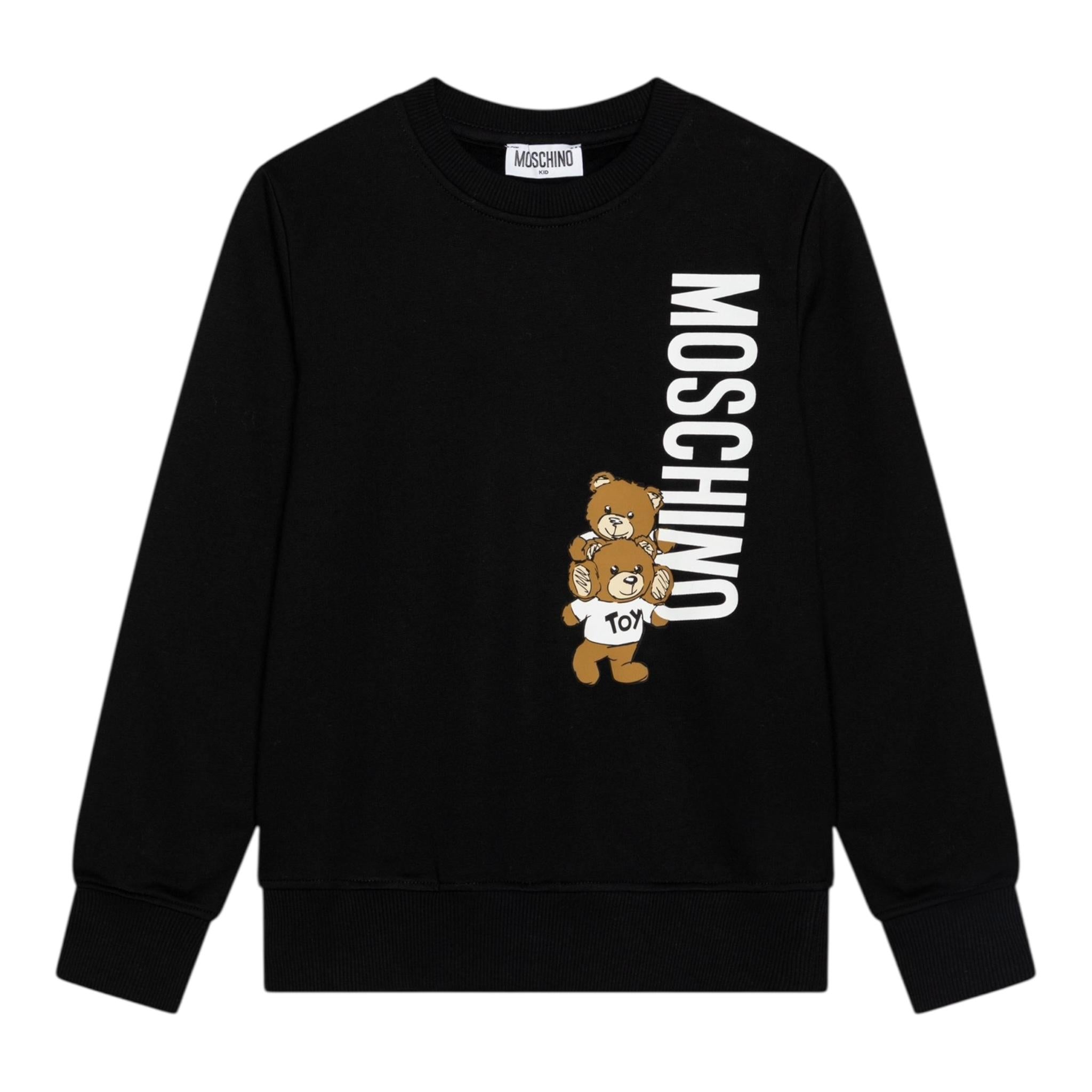 MOSCHINO felpa tinta unita gircollo con stampa Nero per Bambino H8F05R NERO MOSCHINO 