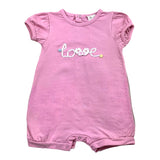Lalalu' Solid Color Romper With Pink Print For Newborn Baby Girl