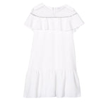 Monnalisa Abito Cerimonia Tinta Unita Mezza Manica per Bambina 719906 BIANCO MONNALISA 