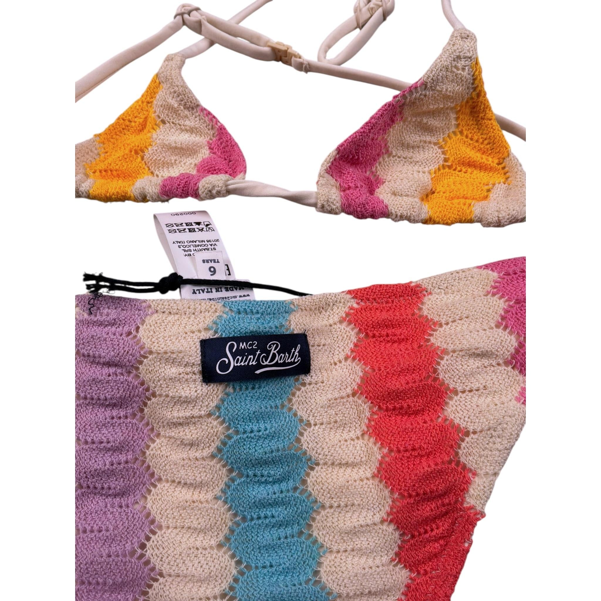 Saint Barth Costume 2 Pezzi Triangolo-Slip Multicolor per Bambina HOL00011 MULTICOLOR SAINT BARTH 