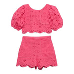 Abel & Lula Completo 2 Pezzi Top-Short Traforato per Bambina 5231 FUXIA ABEL & LULA 