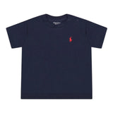 Ralph Lauren T-Shirt Girocollo Tinta Unita con Ricami per Neonato 320832904035 BLU RALPH LAUREN 