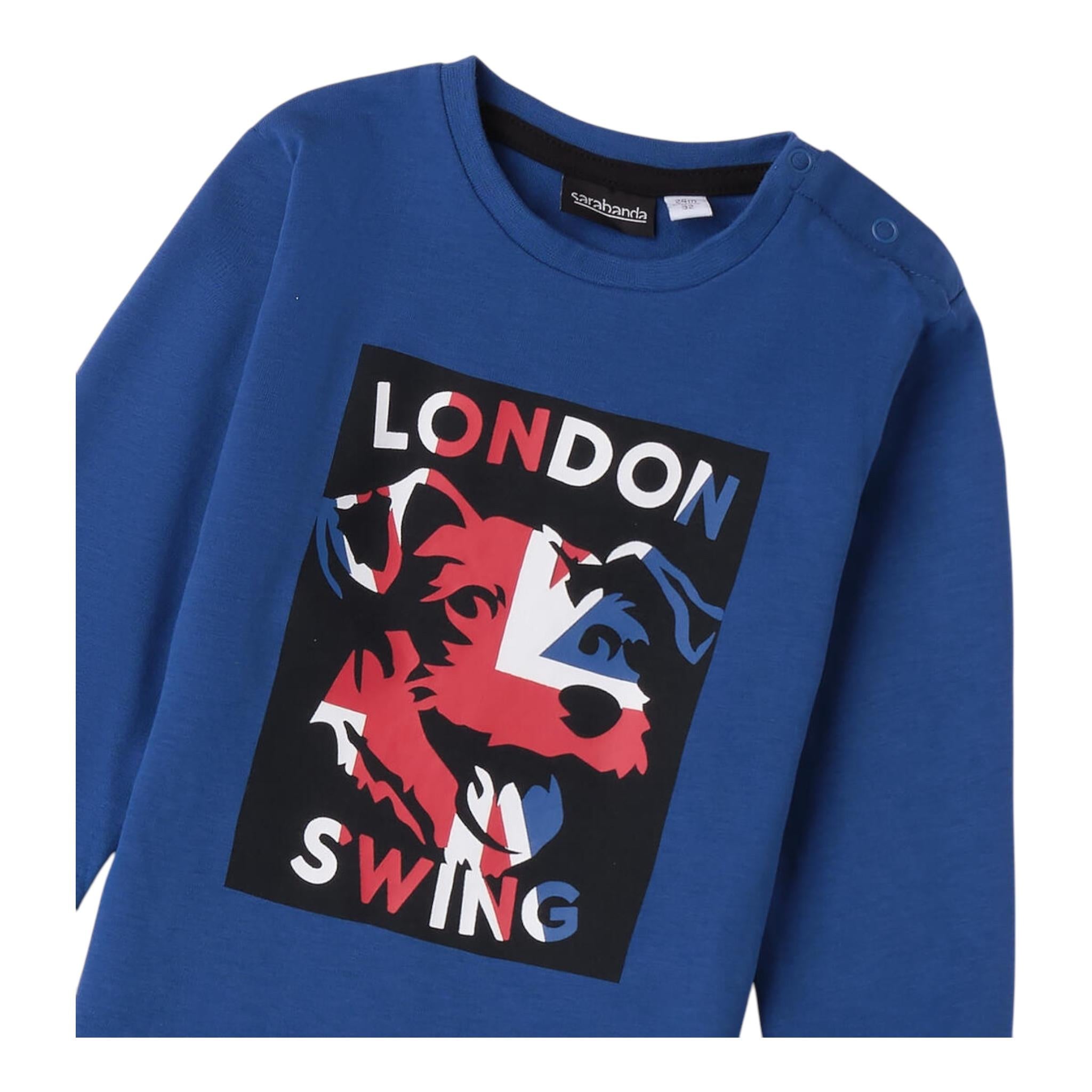 SARABANDA shirt girocollo tinta unita con stampa Blu per Neonato A133 BLU SARABANDA 