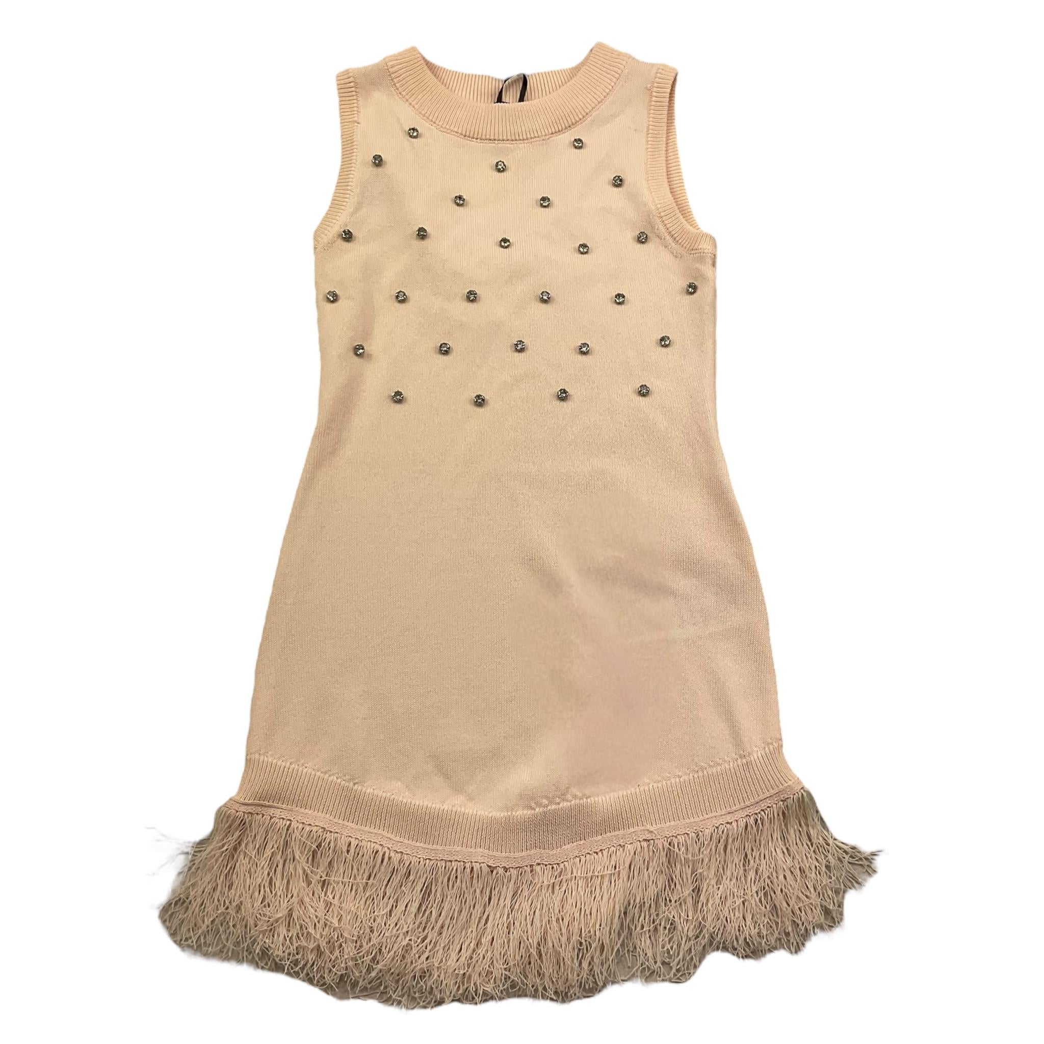 Fun & Fun Abito Giromanica Tinta Unita con Frange E Applicazioni per Bambina FBDR01328 ROSA FUN & FUN 