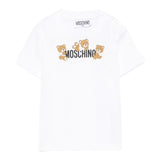 Moschino T-Shirt Girocollo Tinta Unita con Orso per Bambino MUM04A BIANCO MOSCHINO 