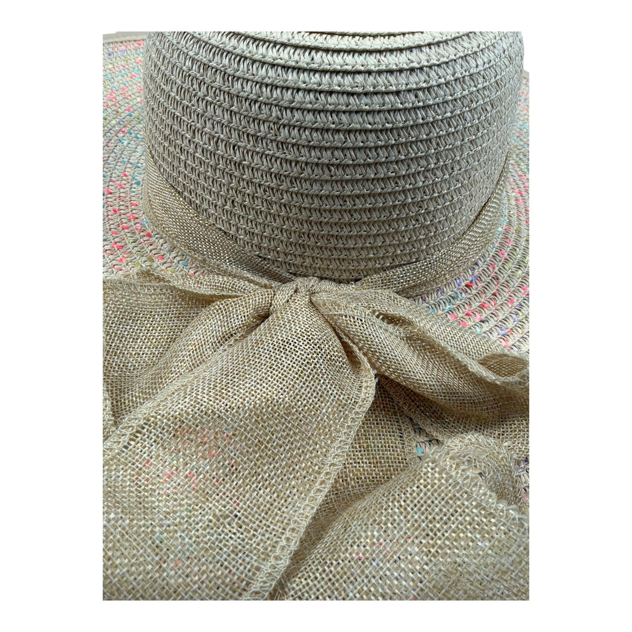 Fun & Fun Cappello In Paglia Tinta Unita con Fiocco per Bambina FNJAC12218 BEIGE FUN & FUN 