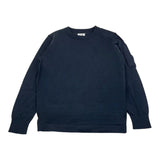 CP Company Blue Logo Solid Color Crew Neck Sweater For Boys