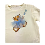 LIU JO shirt girocollo tinta unita con stampa brillantinata e fiocco Panna per Bambina KF4066X PANNA LIU JO 